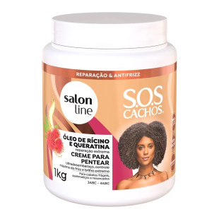 CREME PARA PENTEAR SALON LINE 1KG - SOS CACHOS - RÍCINO E QUERATINA