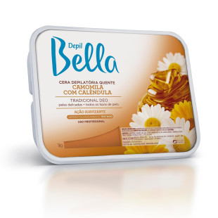 CERA DEPIL BELLA 1KG EM BARRA - QUENTE - CAMOMILA COM CALÊNDULA