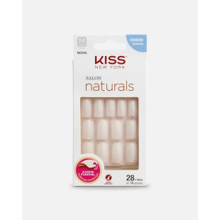 UNHA POSTIÇA KISS SALON NATURALS - TAMANHO M - QUADRADO 28UN - SEM COLA