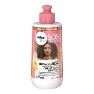 CREME PARA PENTEAR SALON LINE 300ML - SOS CACHOS - MEL E ÓLEO DE ARGAN