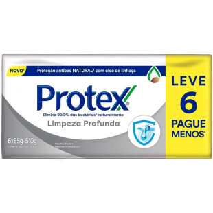 KIT SABONETE EM BARRA PROTEX LIMPEZA PROFUNDA 85G - 6 UNIDADES