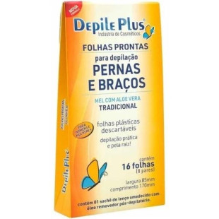 FOLHAS PRONTRAS DEPILE PLUS 16 UNIDADES - 8 PARES - CORPO - MEL