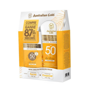 KIT PROTETOR SOLAR AUSTRALIAN GOLD FPS 50 - FACIAL 50G + CORPORAL 200G