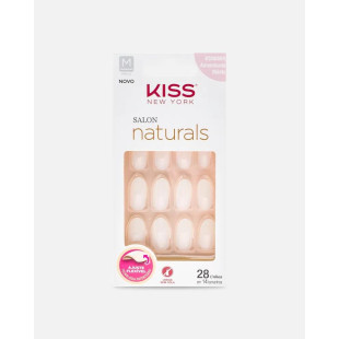 UNHA POSTIÇA KISS SALON NATURALS - TAMANHO M - AMENDOADA MEDIO 28UN - SEM COLA