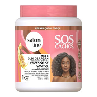 ATIVADOR DE CACHOS SALON LINE 1 LITRO - SOS CACHOS - MEL E ÓLEO DE ARGAN