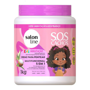 CREME PARA PENTEAR SALON LINE 1KG - SOS CACHOS KIDS - 5 EM 1 HIDRATAÇÃO