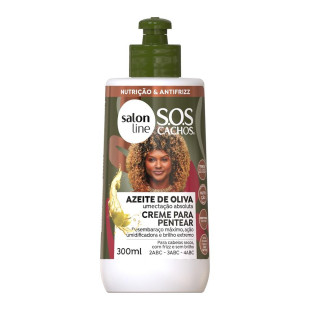 CREME PARA PENTEAR SALON LINE 300ML - SOS CACHOS - AZEITE DE OLIVA