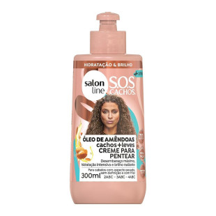 CREME PARA PENTEAR SALON LINE 300ML - SOS CACHOS - ÓLEO DE AMÊNDOAS