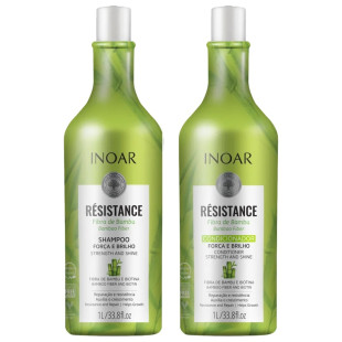 KIT INOAR RÉSISTANCE FIBRA DE BAMBU 1 LITRO - SHAMPOO + CONDICIONADOR